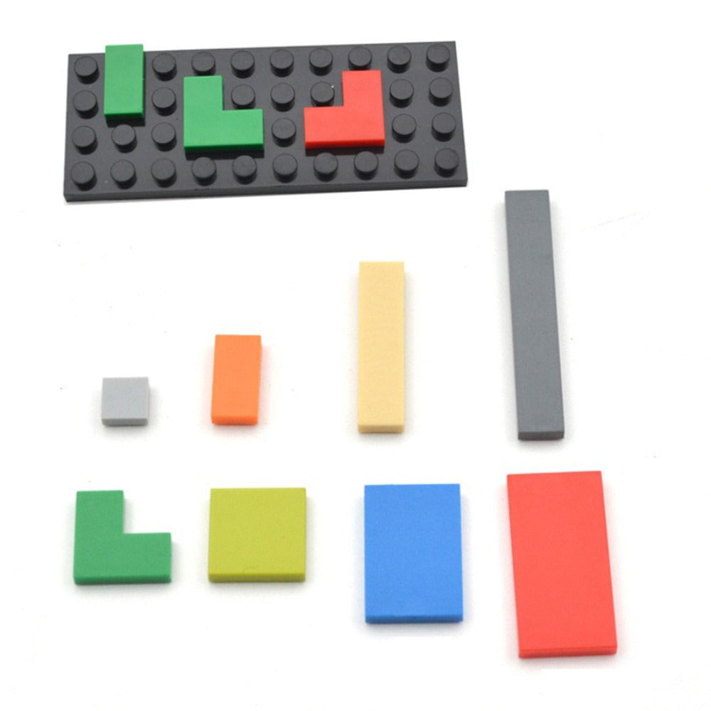 Flat Tile Building Block Refill Set with 150 Pieces in 1x1, 1x2 and 1x6 Sizes, Six Color Options