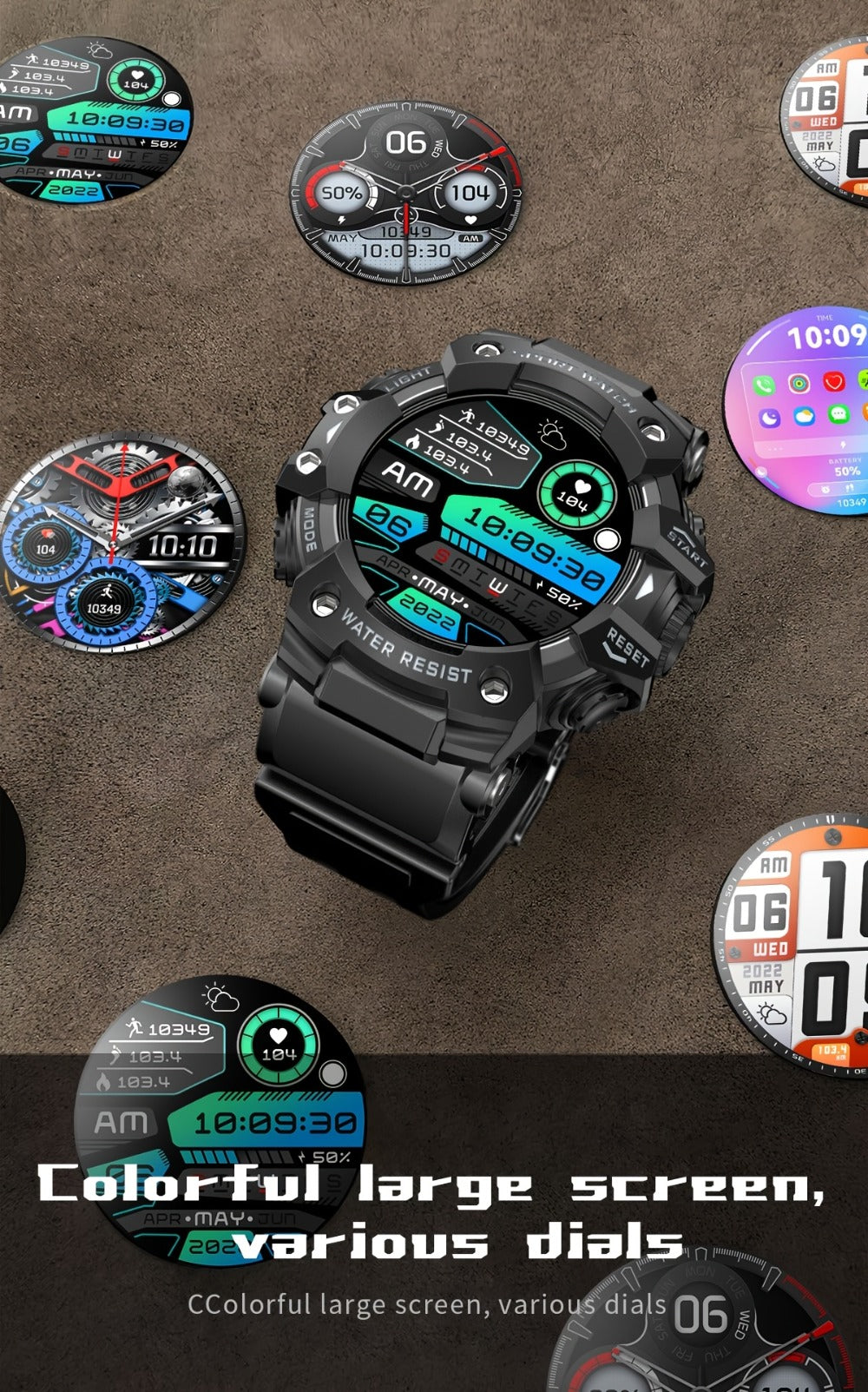 Smartwatch for Men 1.32 Inch Tactical Watch with LED Flashlight, SOS and 100+ Sport Modes in Eleven Colors