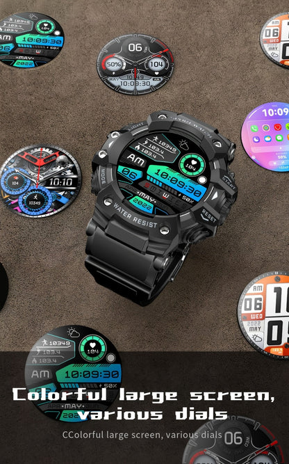 Smartwatch for Men 1.32 Inch Tactical Watch with LED Flashlight, SOS and 100+ Sport Modes in Eleven Colors