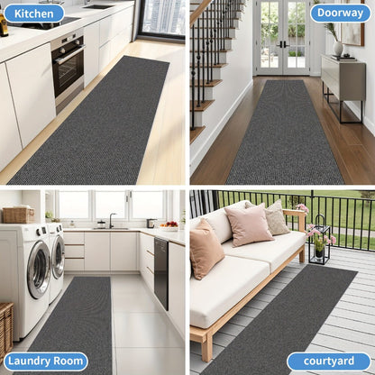 Non-Slip Runner Rug for Hallway Kitchen Stairs - Thick 4mm Long Roll Rug 23.22" Wide, Machine Washable, Multiple Sizes & Colors