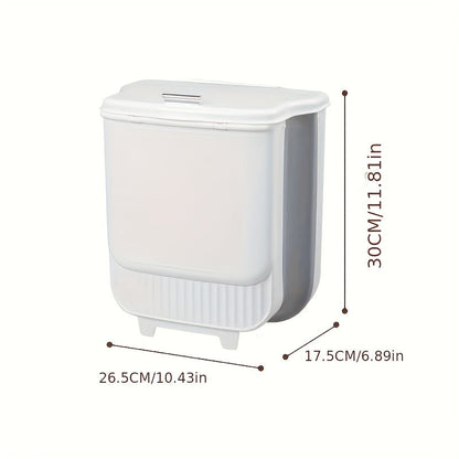 Collapsible 1.85-Gallon Trash Can with Lid for Wall Mount, Cabinet Door Hanging or Floor Placement