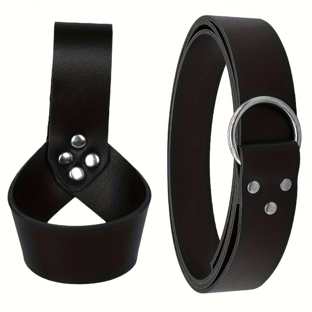 Costume Accessories Faux Leather Knife Sheath and Belt Options in Black or Brown for Medieval Outfits