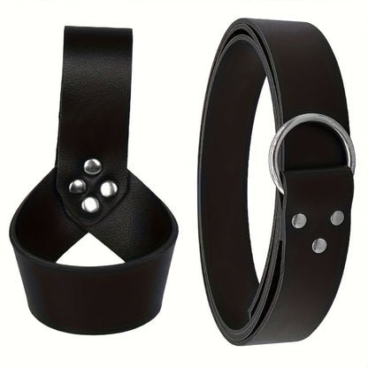 Costume Accessories Faux Leather Knife Sheath and Belt Options in Black or Brown for Medieval Outfits