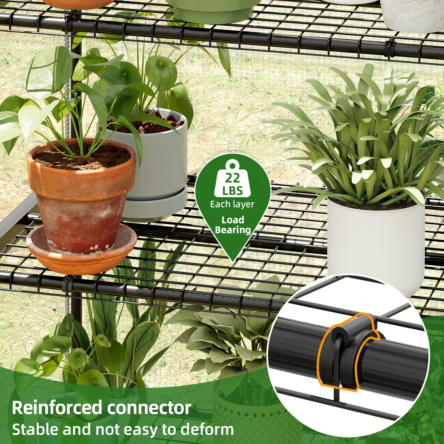 Three- or Four-Tier Portable Garden Greenhouse with Iron Frame and PE Cover in Six Configurations