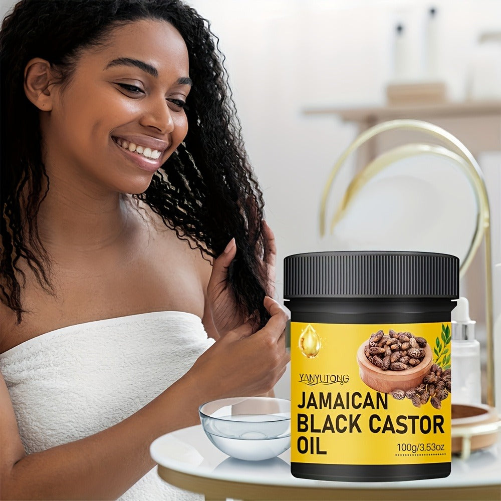 Hair Oil YANYUTONG Jamaican Black Castor 100g Yellow-Label Jar with Black Screw Lid for Hair and Scalp Application