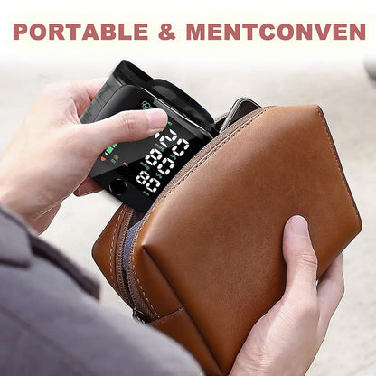 Blood Pressure Monitor for Wrist, Portable Black Digital Device with Large Display and One-Button Control