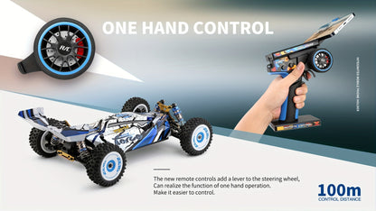 Remote Control Car, Wltoys 124017 Brushless 4WD Off-Road Racer with 75KM/H Source Speed and Two 7.4V 2200mAh Batteries