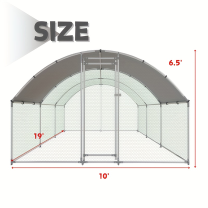 Walk-In Metal Poultry Enclosure in Six Size Options with Mesh Walls, Door and Partial Roof Cover