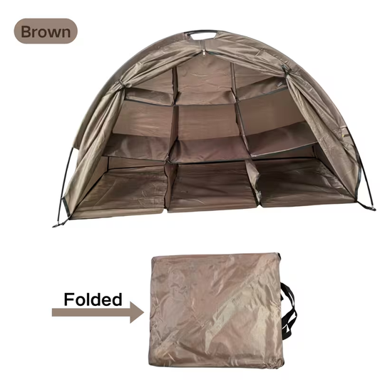 Camping Tent Organizer 9-Shelf with Zippered Flap — Hanging Storage Rack for Shoes, Gear & Dining, Fits Most Tents, Brown & Gray
