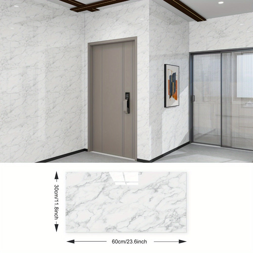 Peel and Stick Marble Wall Tiles - Self-Adhesive Waterproof Backsplash Panels for Kitchen Bathroom Living Room, Easy Install DIY Wall Sticker Decor (23.62"x11.81", 20/40 Pack)