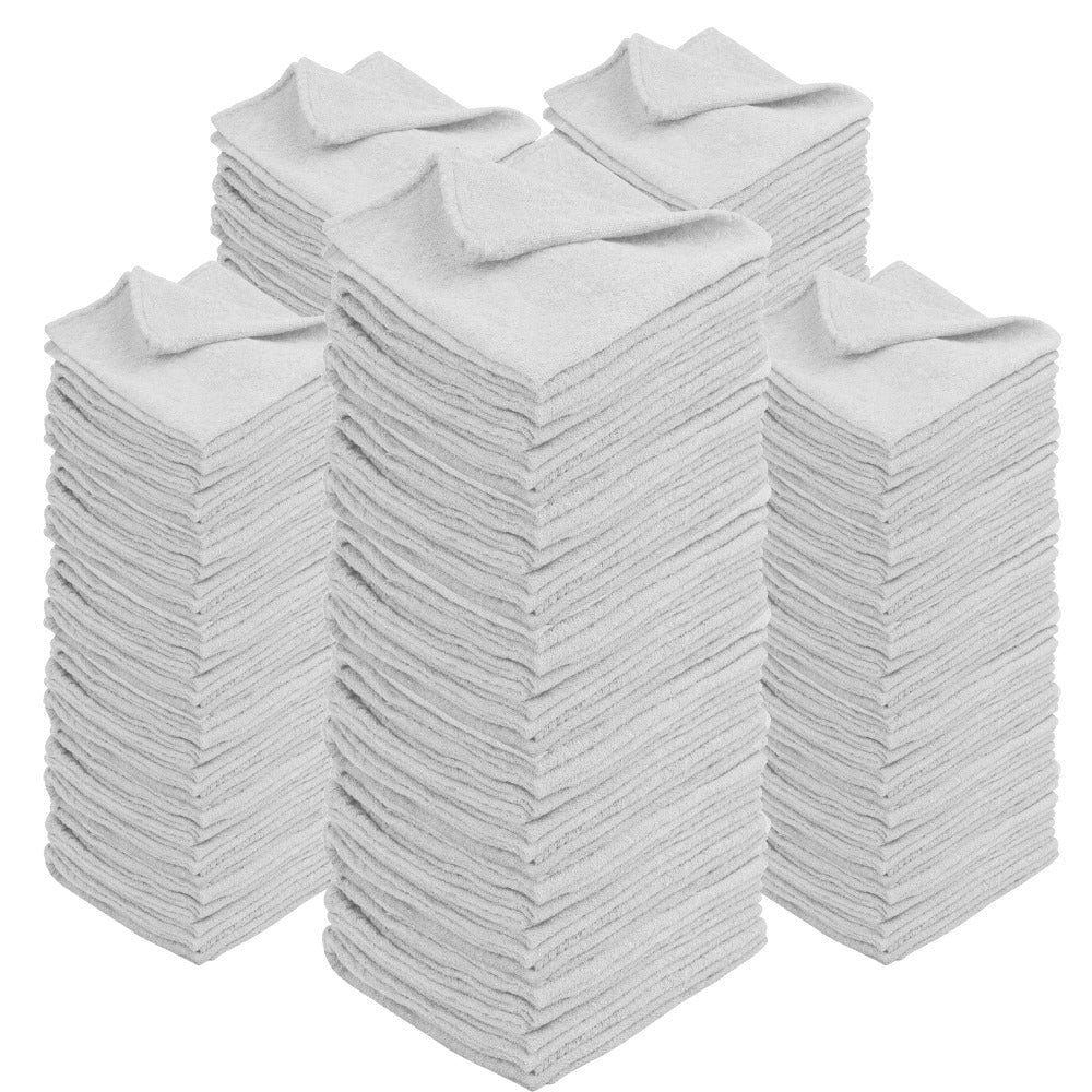 Cotton Shop Rags in 12 x 14-Inch Size, Red, White or Navy Blue with 50 to 500-Piece Pack Options
