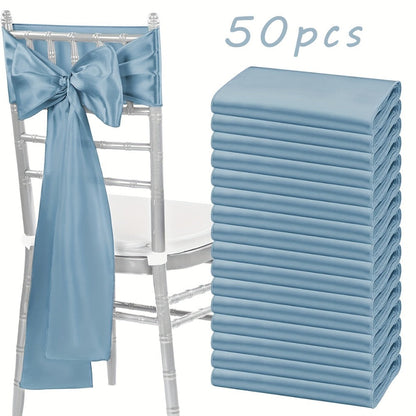 50-Piece Chair Sash Set in Light Golden, Green or Light Blue, 7 x 108-Inch Ribbons for Event Seating