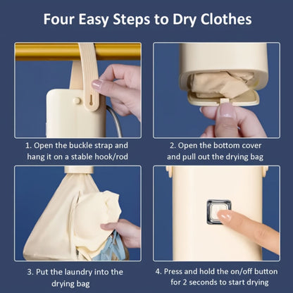 Travel Clothes Dryer with Fold-Out Fabric Bag, One-Piece Checkout Configuration and Hanging Strap