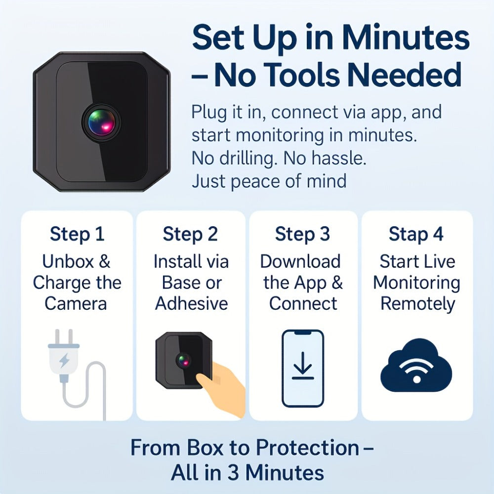 Indoor Security Camera with Built-In AP Hotspot, Color Night Vision, Two-Way Audio and Four Model Options