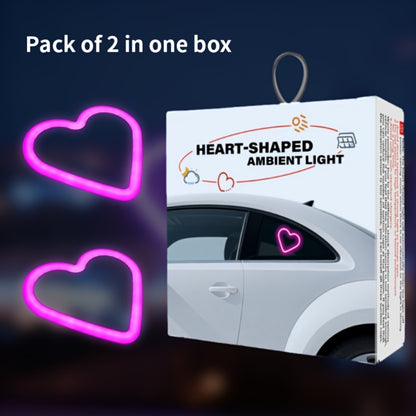 Car Interior Neon Heart Lights Solar USB Rechargeable 5 Lighting Modes Vibration-Sensing Auto On/Off Dashboard Decoration for Cars Trucks SUVs, 2pcs Set Iridescent Pink Blue Red Ice Blue Gift