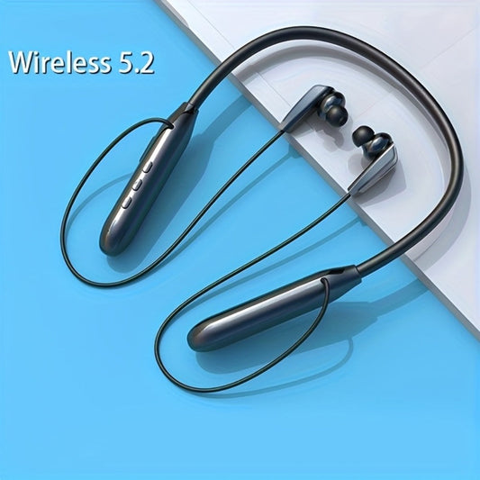 Neckband Sport Bluetooth Earphones Wireless In-Ear Flexible Neckband Extra Long Battery Life LED Display Running Gym Workout Calls Gaming Outdoor Activities Black