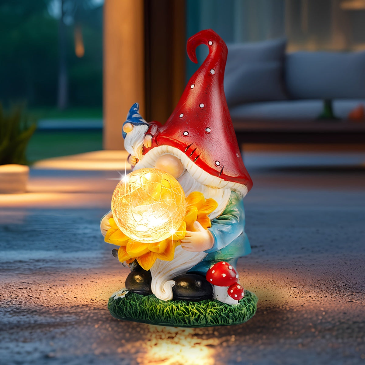Solar Light Elf Resin Statue, Outdoor Garden Figurine That Automatically Lights Up at Night, Holiday Collectible Decor for Christmas