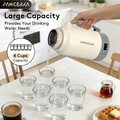 Electric Kettle by PANCERKA, 1L 400W Stainless Steel Interior with Seven Temperature Modes in Green or White