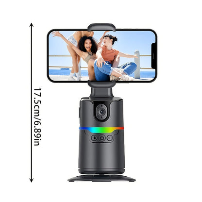 360° Auto-Tracking Phone Holder with Detachable Remote, Rechargeable Battery and Tripod Mount