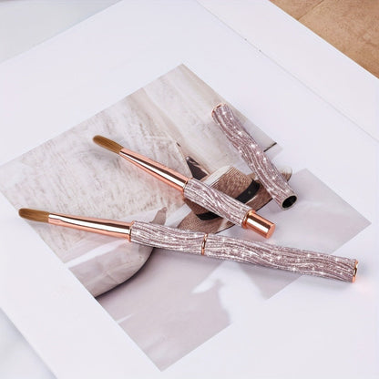Round Nail Art Brush with Pink Sparkle Handle in Sizes 8, 10 or 12 and Three-Piece Set Option