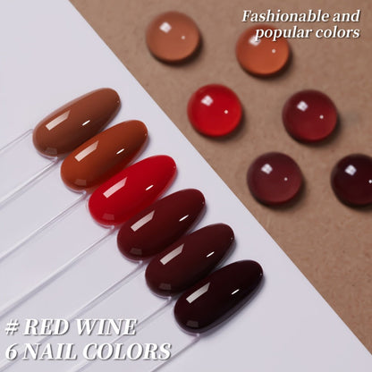 Gel Nail Polish Set with XEIJAYI Label, 6 Nude Pink Jelly Colors in Shades 76, 78 and 81 to 84