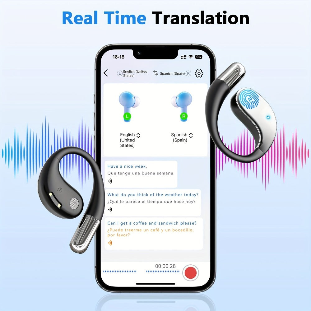 Triple Mode AI Translation Earphones 156 Languages & Accents Real-Time Wireless – 2026 Upgraded Travel Business Study Translator Device Compatible with iOS Android