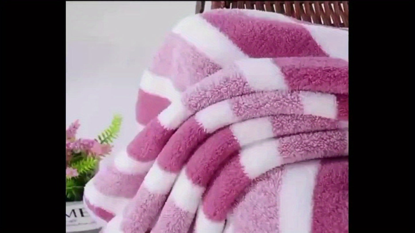 Towel Set 1, 3 or 10 Piece Polyester Striped Options with Bath, Face and Hand Towels for Home and Guest Use