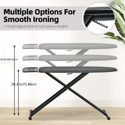 Full Size Ironing Board 43x13 In with Iron Rest, Adjustable Height & Thick Heat-Resistant Padded Cover, Sturdy Anti-Skid Metal Legs, Lightweight Freestanding Iron Board for Home Laundry Room Bedroom