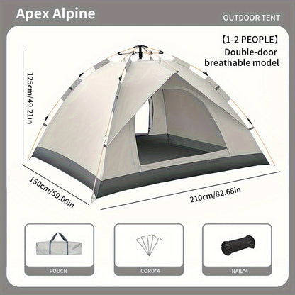 Pop Up Tent Windproof Sun Resistant Double Door Camping Outdoor