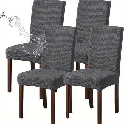 Textured Stretch Dining Chair Covers in Beige, Gray, Chocolate, Black, Khaki or Burgundy, Four- or Six-Piece Sets