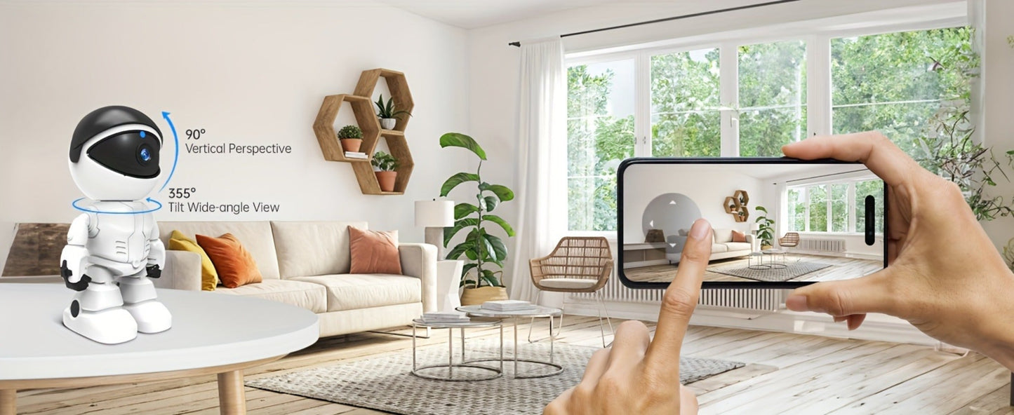 Security Camera 3MP Robot-Style Indoor Model with 360 Pan-Tilt, Auto Motion Tracking and Two-Way Audio