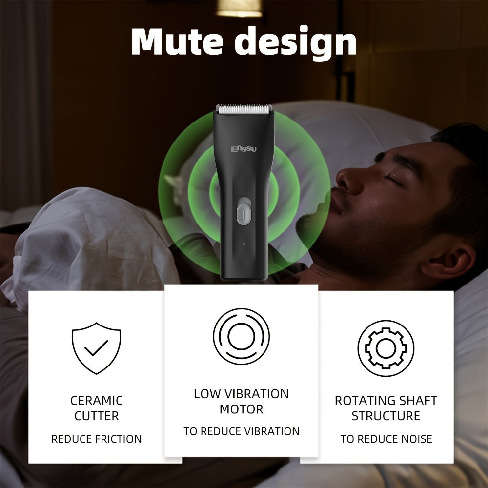 Ceramic-Blade Body Hair Trimmer with IPX7 Rating, LCD Battery Display and Black, Blue or White Housings