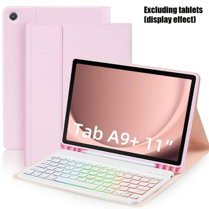 Samsung Galaxy Tab A9 Plus Keyboard Case – Detachable USB-C Magnetic Keyboard Cover with Pen Slot, Protective Shell for Galaxy Tab A9+ | Pink & Green