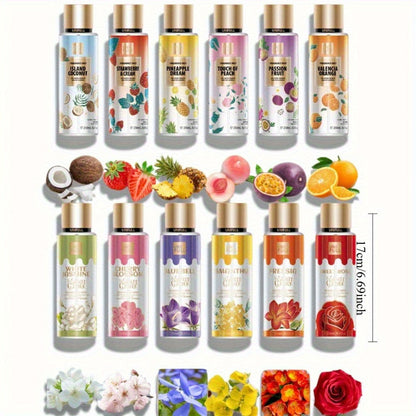 UNIFULL Fragrance Body Mist, 250ml Spray Bottle with Gold-Tone Cap in Twelve Floral and Fruit Scents