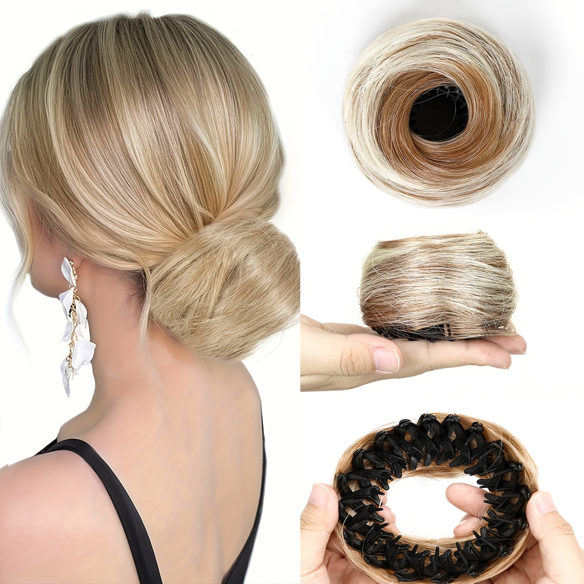 Hair Accessories Four-Inch Curly Bun Hair Piece in Six Synthetic Fiber Colors for Updo Styling