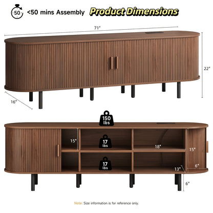 TV Stand shown in the 70.8 Inch Walnut option
