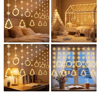 Mini LED String Lights Christmas Snowflake & Star Tree Shapes, 10-Pack USB Powered Fairy Lights 118 Inch, Indoor Holiday Decoration for Bedroom Window Curtain Wall Door Living Room Party Decor