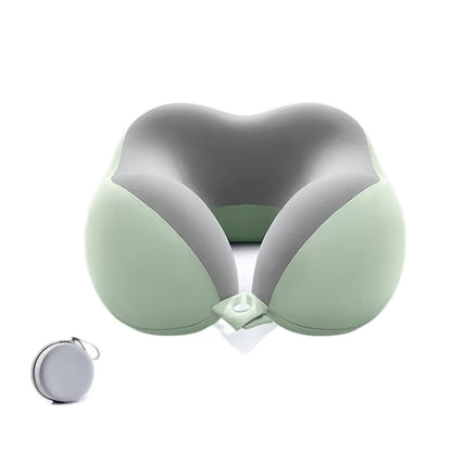 Memory Foam Travel Neck Pillow with Storage Bag – Ergonomic Slow Rebound Support, Machine Washable Cover, for Travel, Office & Napping