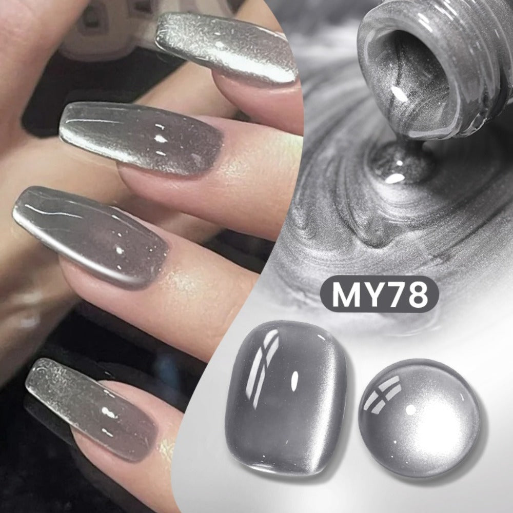 10ml BORN PRETTY MY78 Cat Eye Gel Polish in Smoky Ash Gray with Magnetic Tool and UV/LED Curing Label