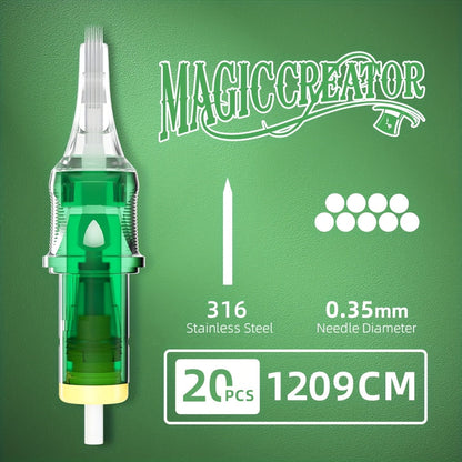 Disposable Tattoo Needles 20pcs Mixed Set RL RS M1 C-M — Multi-Gauge High Transparency Cartridge, Lasting Sharpness, Ample Ink Capacity, for Professional Artists & Beginners