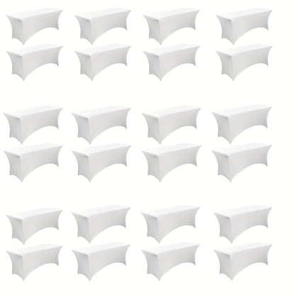 6 Foot Stretch Tablecloth 6/12/24 Pack - Rectangular Spandex Table Cover for Weddings, Trade Shows & Events