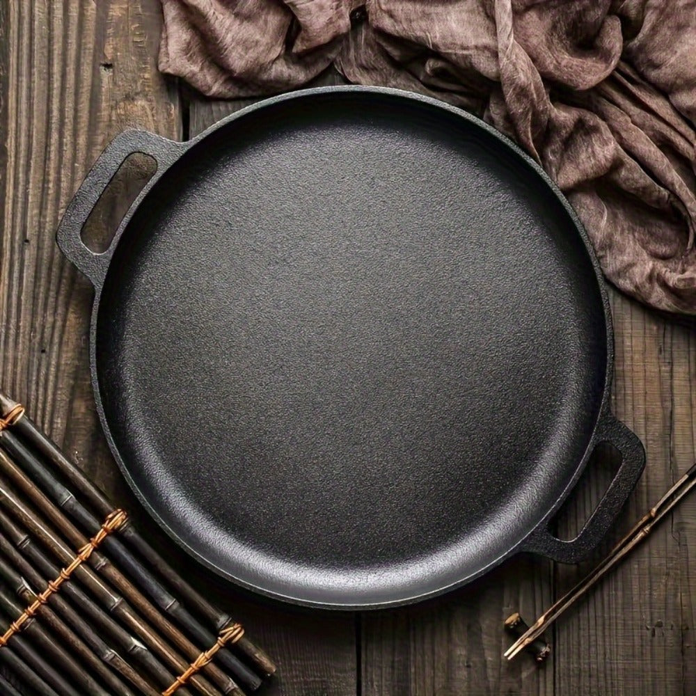 Pre-Seasoned Cast Iron Pan Set - Non-Stick Multifunctional Skillet for Pizza Home Kitchen Outdoor Cooking