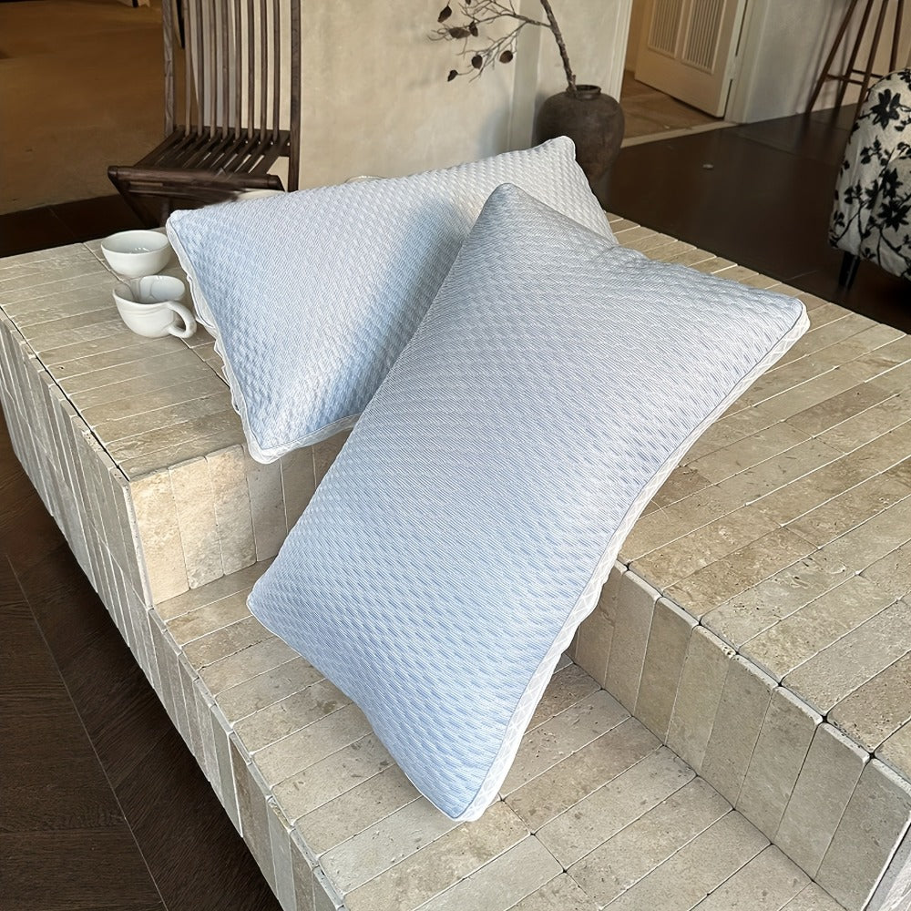 Two-Piece Rectangular Bed Pillow Set in Blue, Gray, Pink or Indigo with Pictured 80 x 50 cm Size