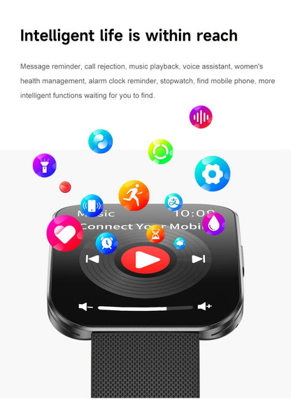 Curved Screen Smartwatch 1.85 Inch Full Touch Calling Messaging Music Camera Control Fitness Tracker Heart Rate Sleep Multiple Sport Modes Android iPhone Compatible Women Men Outdoor Lighting Version Black Pink
