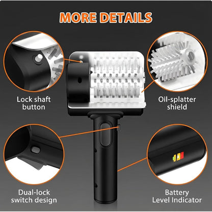 Electric BBQ Grill Brush Cordless Rechargeable Grill Cleaner with 800 RPM Rotating Head, 2000mAh Battery, 304 Stainless Steel Bristles – Outdoor Grilling Tool, Father's Day Gift