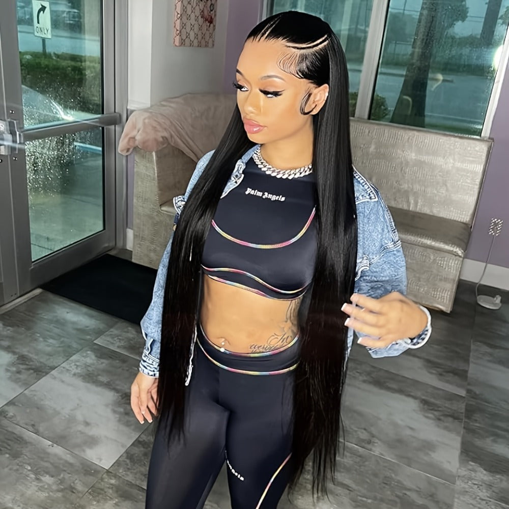 Lace Front Wig Straight Human Hair, 8-38 Inch Natural Color with 13x4 HD Front and 200% Density