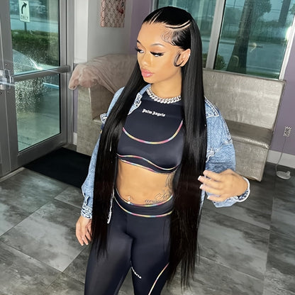 Lace Front Wig Straight Human Hair, 8-38 Inch Natural Color with 13x4 HD Front and 200% Density