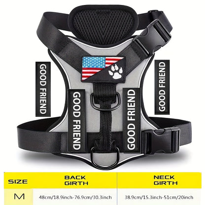 Five-Patch Dog Vest Harness in Black, Red, Rose Red, Grey or Green with XS-to-XL Sizes Pictured