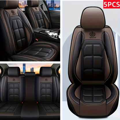 Faux Leather Car Seat Covers – Universal Fit for Cars, SUVs, Vans & Trucks, Dirt-Resistant Protective Seat Cover, Single Front / 2 Front / Full 5-Seat Sets, 5 Colors