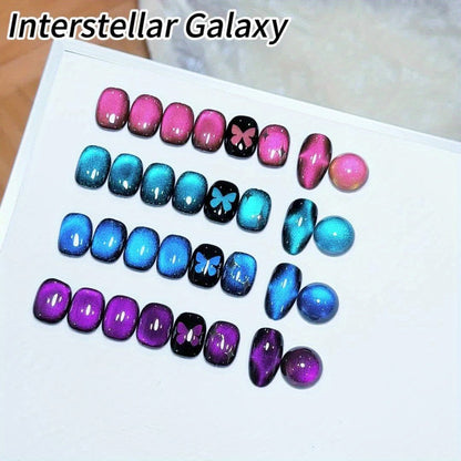 Gel Nail Polish – Cat Eye Set 4 Colors – Interstellar Galaxy Series Magnetic Nail Polish with Dazzling Shimmer Luster, UV LED Soak-Off…